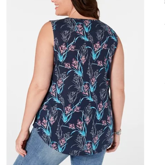 NWT Style &Co Macys Floral Embroidered Tassel Tank - Picture 2 of 6